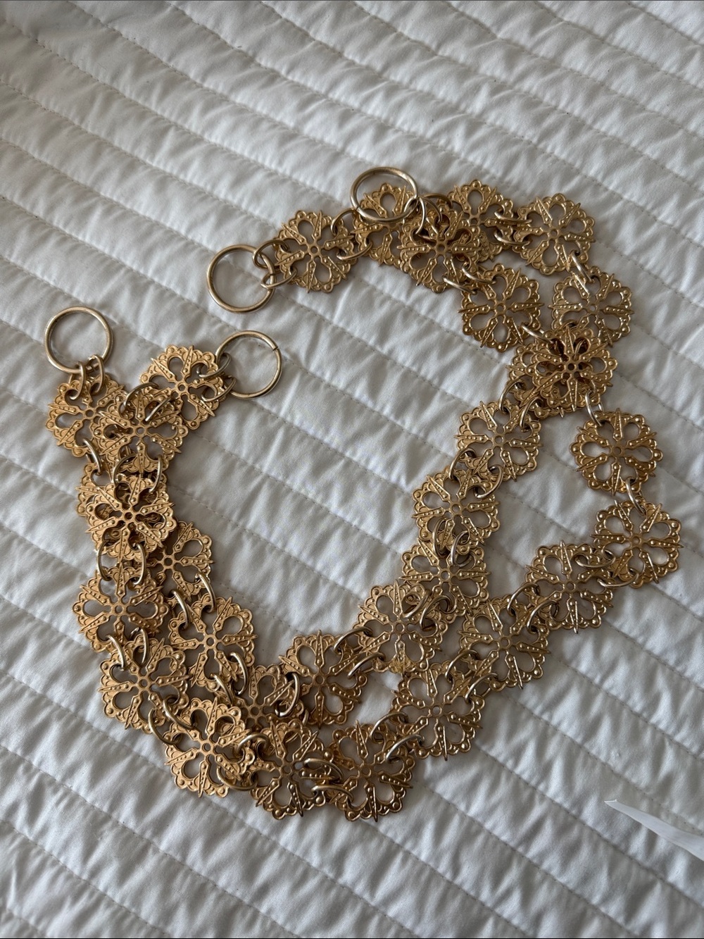 Vintage set of two Gold Floral Link Curtain Tieback / Decorative Drapery Chain